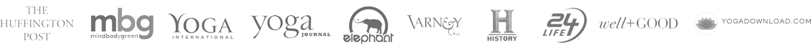 Logos of media outlets and wellness platforms