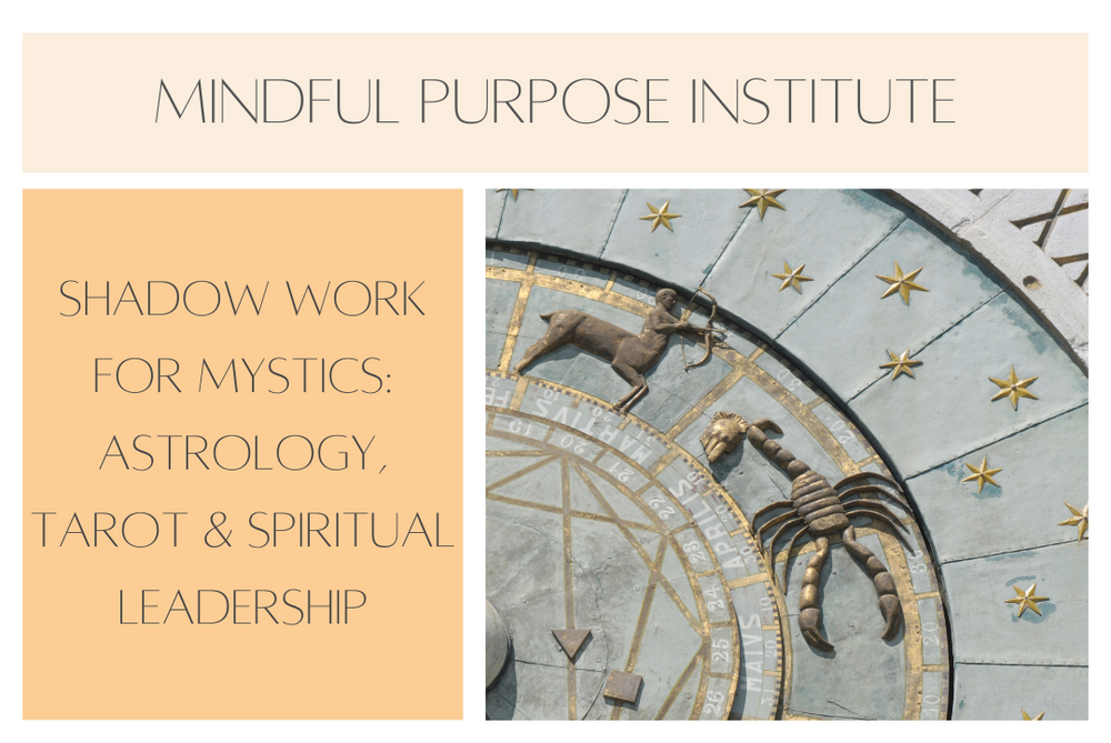 Astrological zodiac wheel with Sagittarius and Scorpio symbols, representing shadow work and astrology for growth, Mindful Purpose Institute